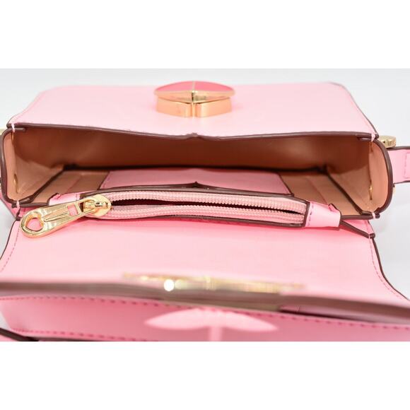 Kate Spade NY Nicola Twistlock Small Flap Shoulder Bag Rococo Pink Heart RARE - Picture 11 of 12